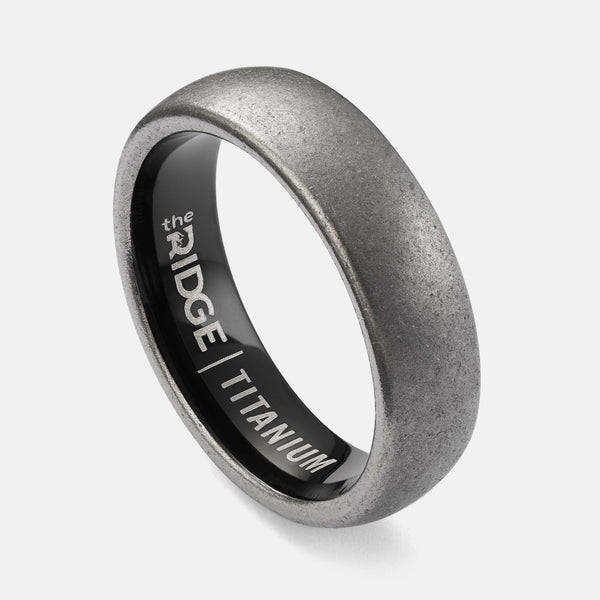 Stonewashed Titanium Men's Wedding Band - The Ridge - Ridge Global